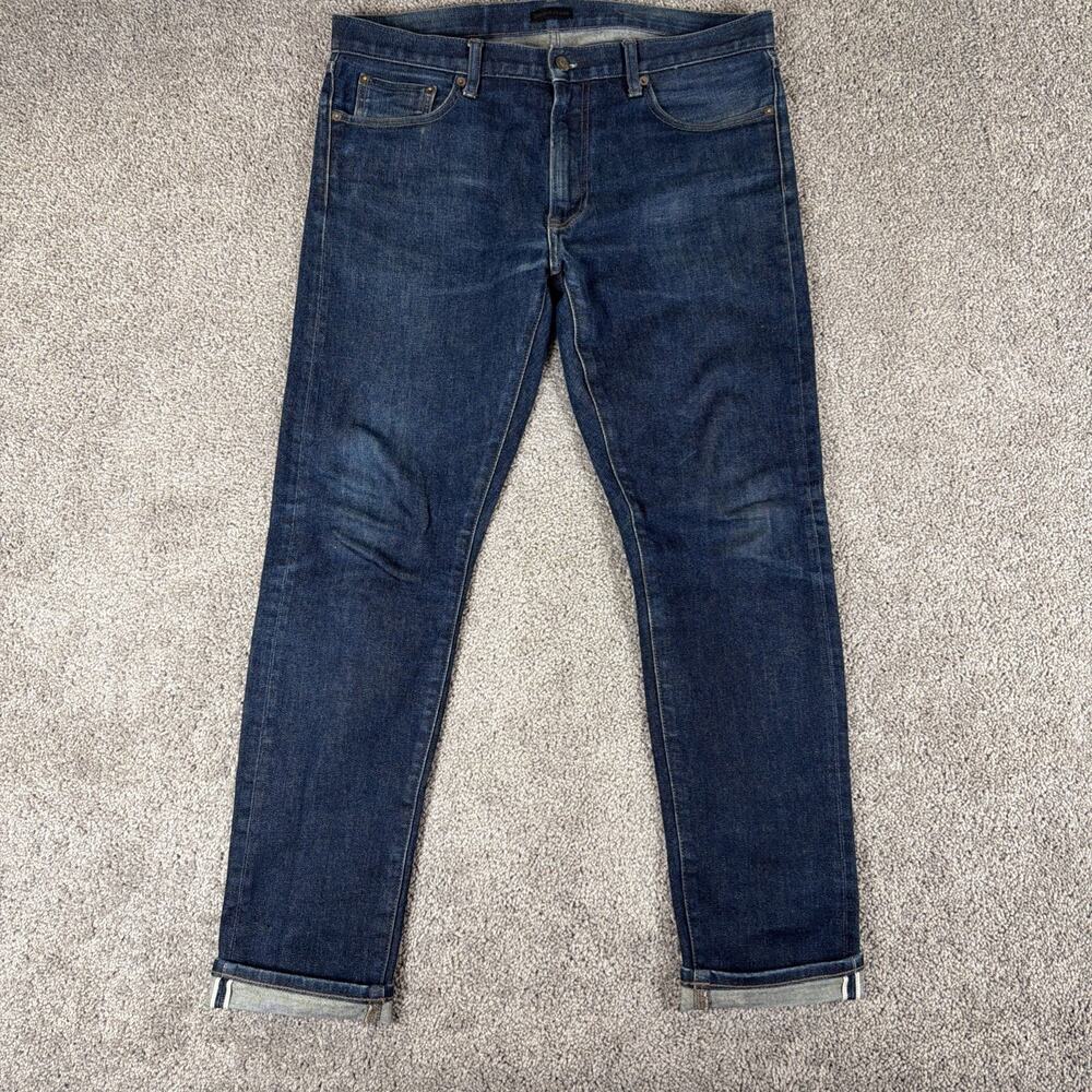 Uniqlo Men Slim Straight Selvedge Denim Jeans - 34 Japanese Kaihara Raw Selvedge